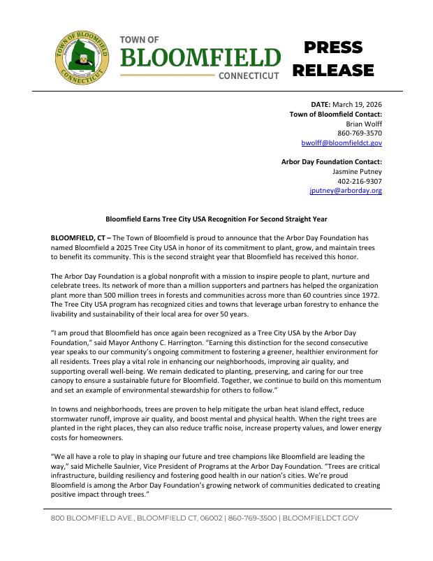 First page of the 2025 Tree City USA press release